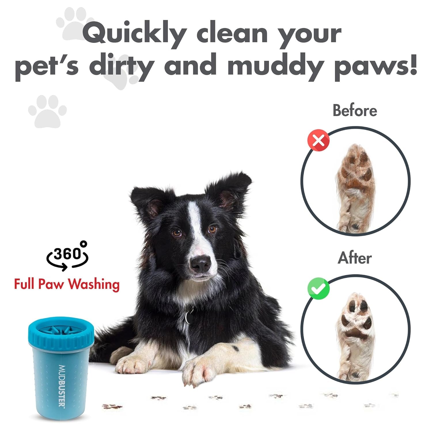 Mudbuster Portable Dog Paw Cleaner, Medium, Blue - Premium Quality Pet Supplies and Accessories